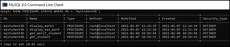 MySQL 存储过程