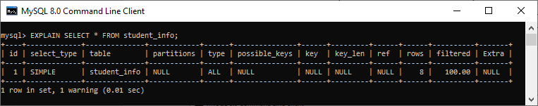 MySQL EXPLAIN关键字