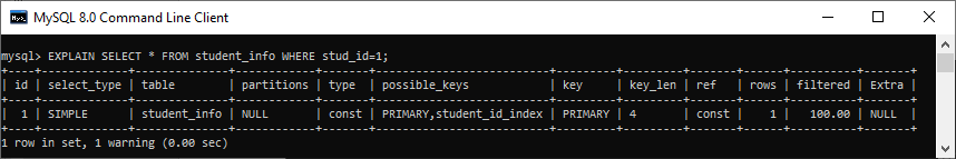 MySQL EXPLAIN关键字