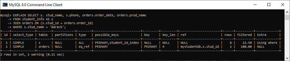 MySQL EXPLAIN关键字