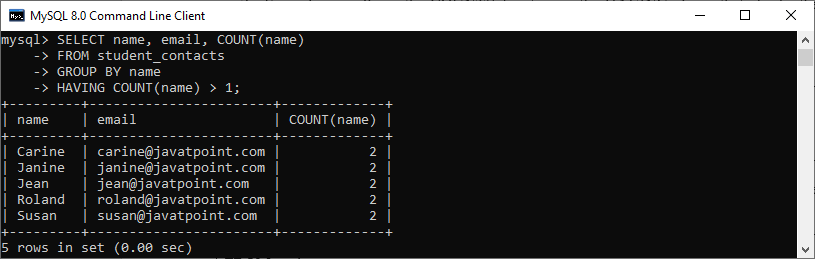 MySQL 查找重复记录