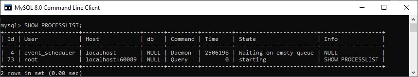 MySQL SHOW PROCESSLIST命令