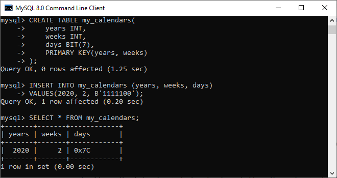 MySQL BIT数据类型