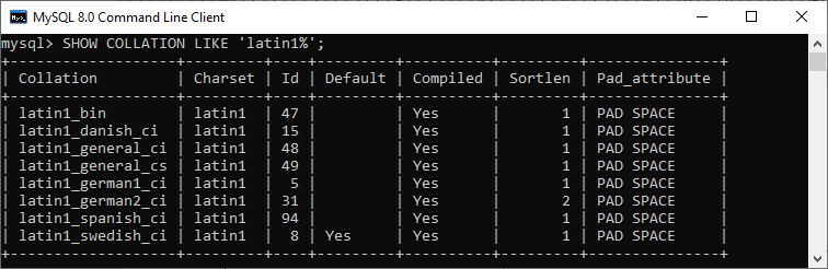 MySQL 校对规则