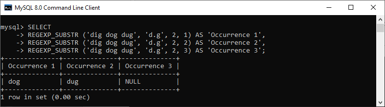 MySQL REGEXP_SUBSTR 函数