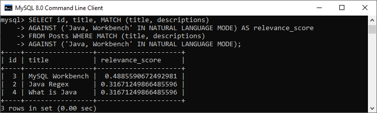 MySQL 全文本搜索