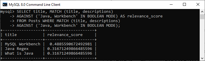 MySQL 布尔全文搜索