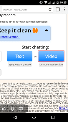 在安卓上使用Omegle视频聊天