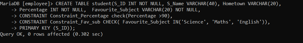 SQL 检查约束