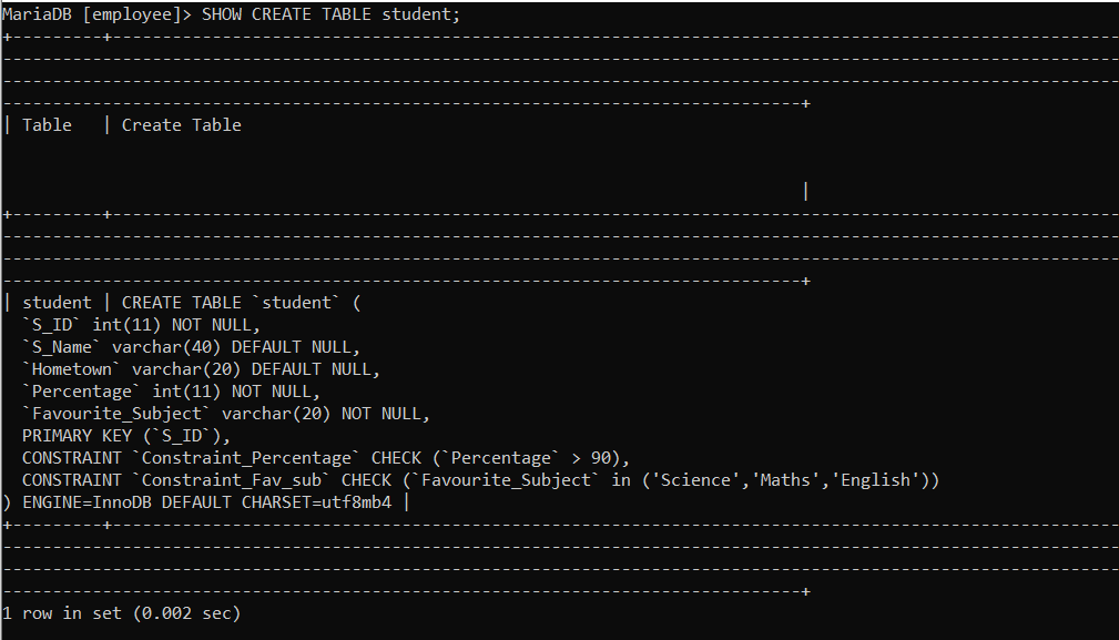 SQL 检查约束