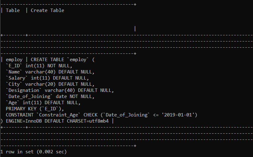 SQL 检查约束