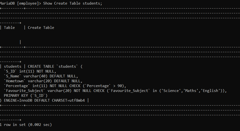 SQL 检查约束