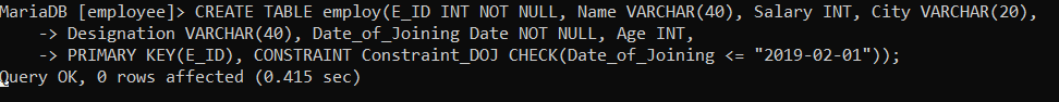 SQL 检查约束