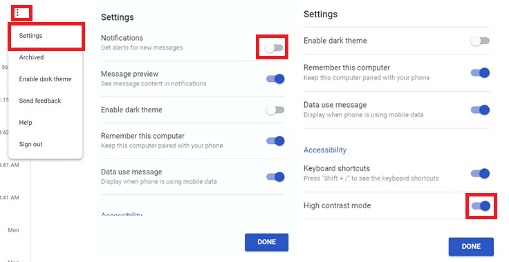 Android Messages for web