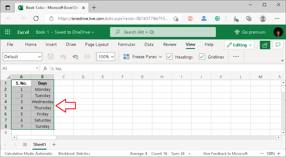 MS Excel Online