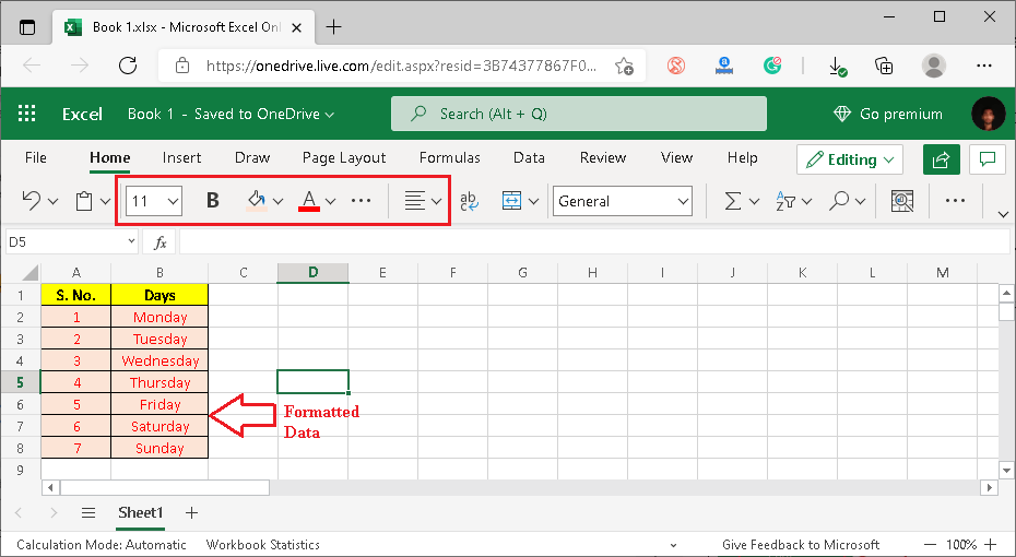 MS Excel Online