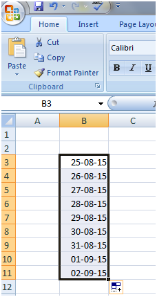 Excel 填充手柄与日期