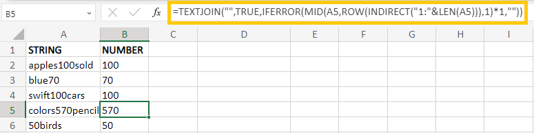 Excel 从字符串中提取数字
