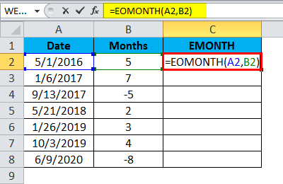 如何在Excel中使用MONTH和EOMONTH函数 - 公式示例