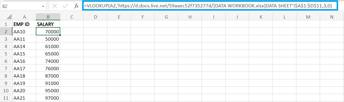 在另一个工作表中进行Excel VLOOKUP