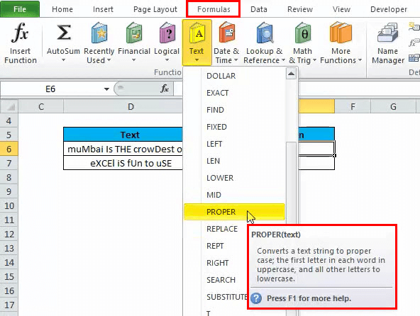 在Microsoft Excel中转换为正确的大小写