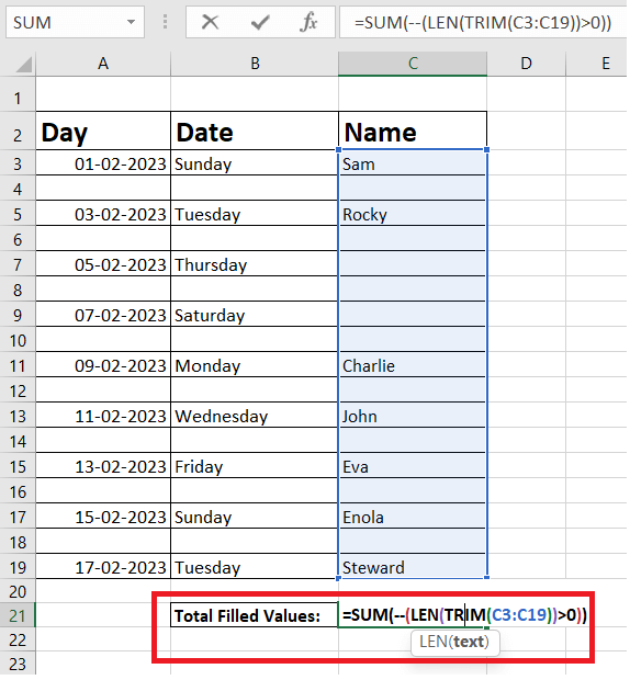 如何在Excel中计算非空单元格数量