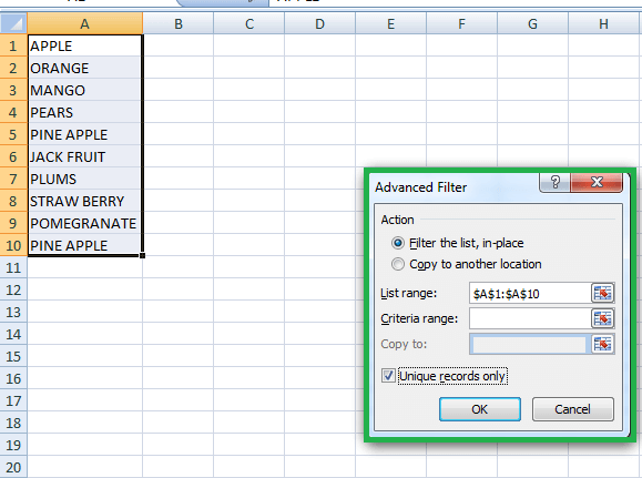如何在Excel中防止列中重复数据