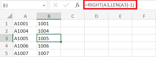 如何在Excel中删除第一个字符
