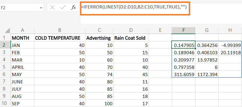 如何在Excel中使用Linest函数