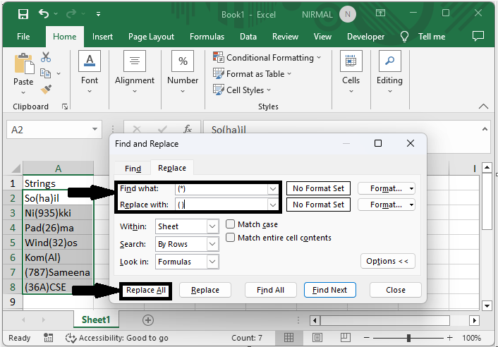 如何在Excel中删除括号/圆括号内的文本