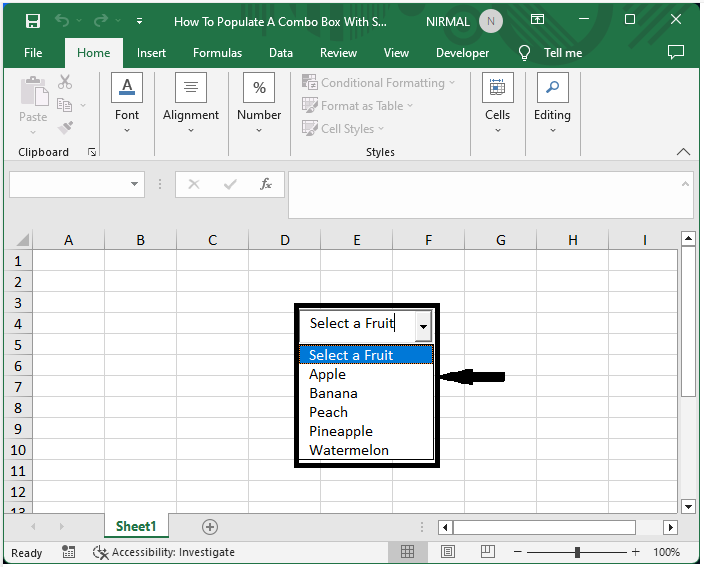 Excel 如何在工作簿打开时使用指定数据填充组合框?