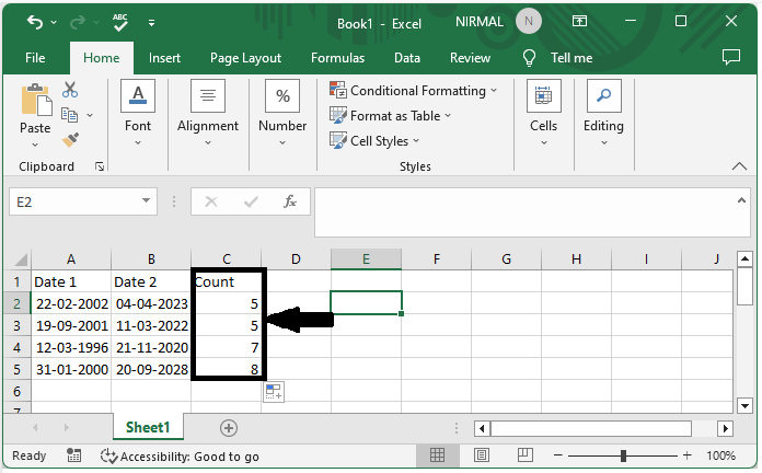 如何在Excel中计算两个日期之间的闰年数量？