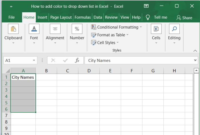 如何在Excel中给下拉列表添加颜色