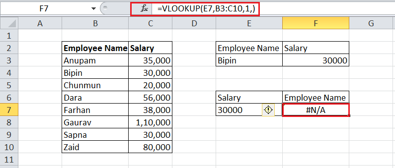 Excel VLOOKUP函数