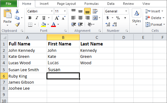 如何在Excel中分隔文本