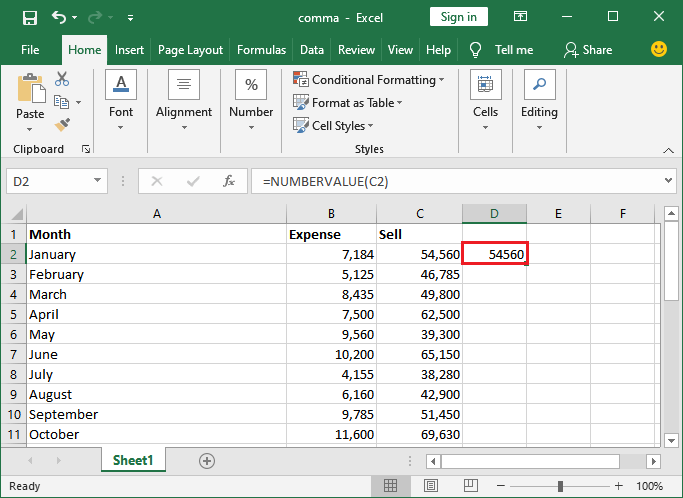 如何在Excel中删除逗号？