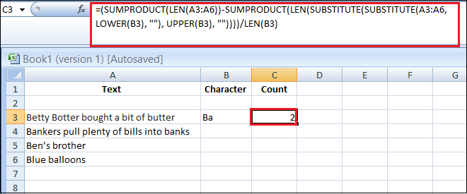 Excel 如何计算字符数