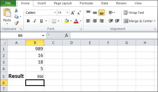 Excel 如何进行减法运算