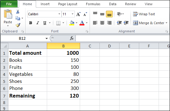 Excel 如何进行减法运算