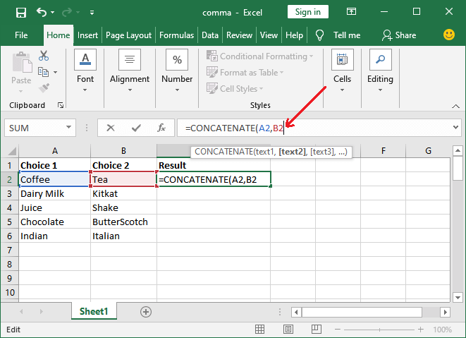 Excel 如何使用CONCATENATE函数