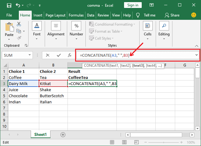 Excel 如何使用CONCATENATE函数