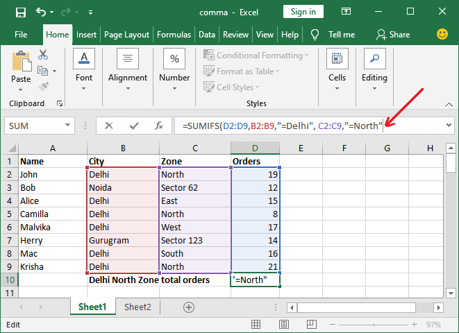 Excel 如何使用SUMIFS公式