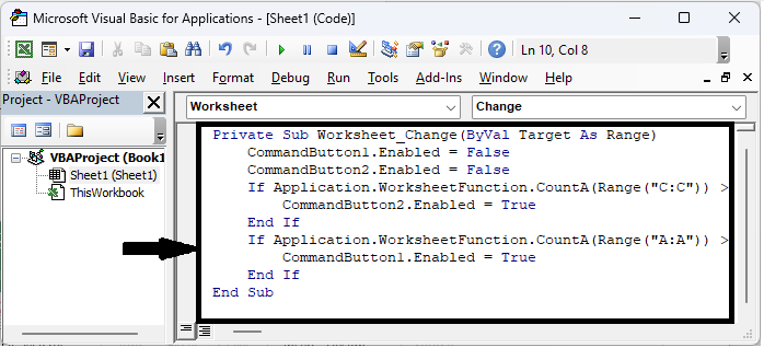 Excel 如何根据单元格的值启用或禁用按钮