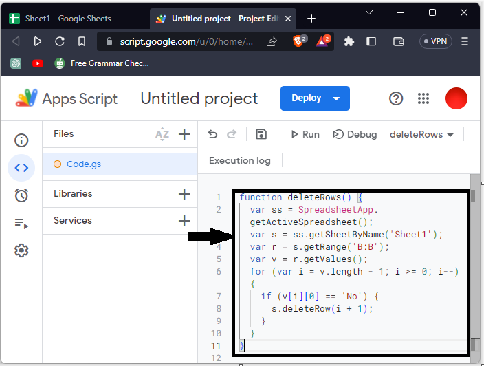 Google Sheets 如何删除包含特定文本的列中的所有行