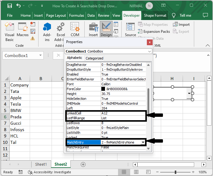 Excel 如何创建可搜索的下拉列表