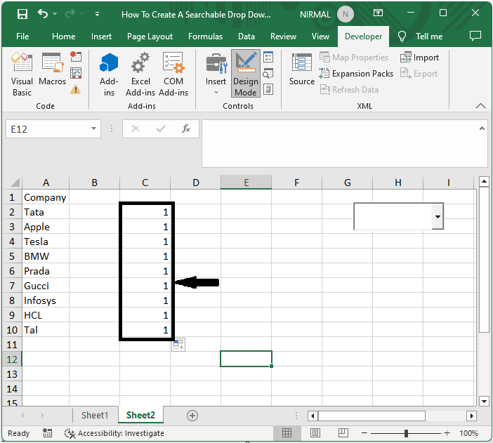 Excel 如何创建可搜索的下拉列表