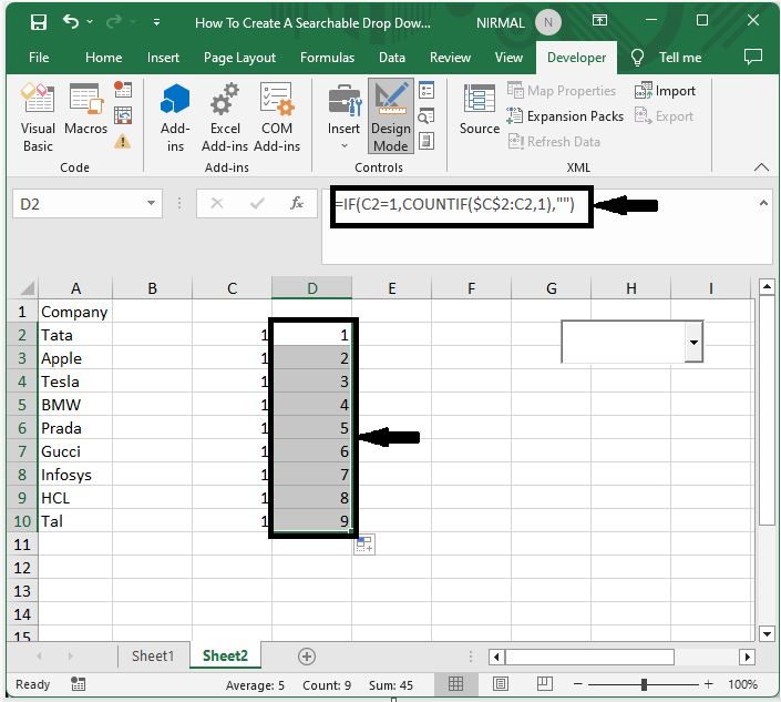 Excel 如何创建可搜索的下拉列表