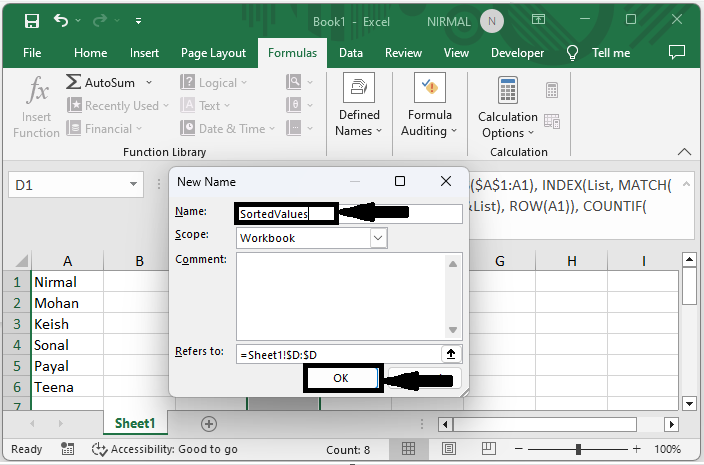 Excel 如何按字母顺序创建动态下拉列表