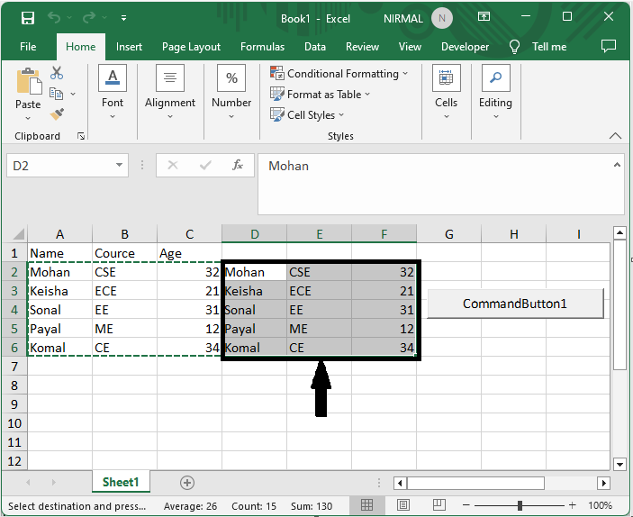 Excel 如何创建一个命令按钮来复制和粘贴数据