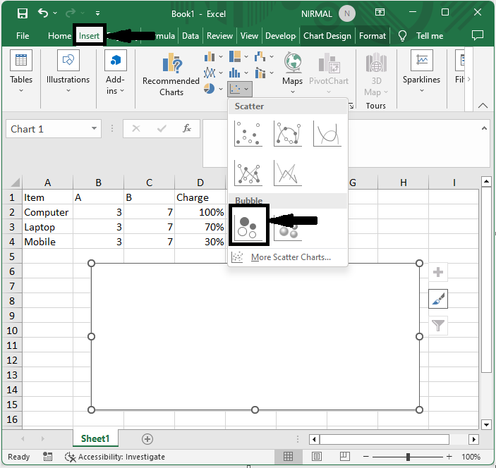 Excel 如何创建内部圆环图